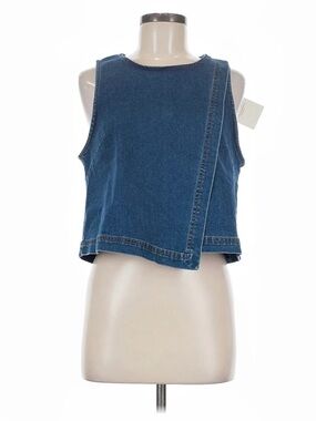 Miou Muse Denim Asymmetrical Crop Top